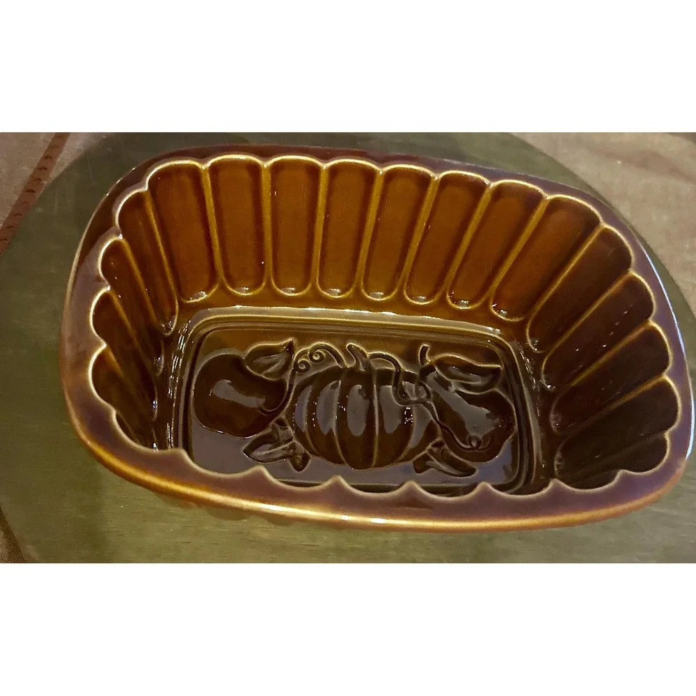 Vintage Williams Sonoma Autumn Harvest Loaf Pan Brown Glazed Ceramic